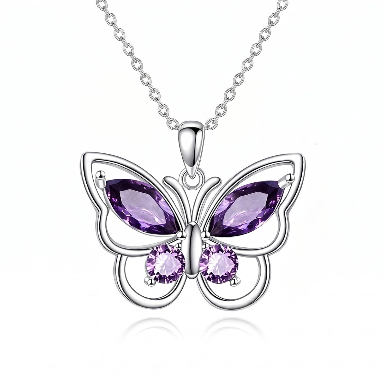POPLYKE Schmetterling Halskette 925 Sterling Silber Kette Anhänger Schmetterlinge Schmuck Geschenke für Damen