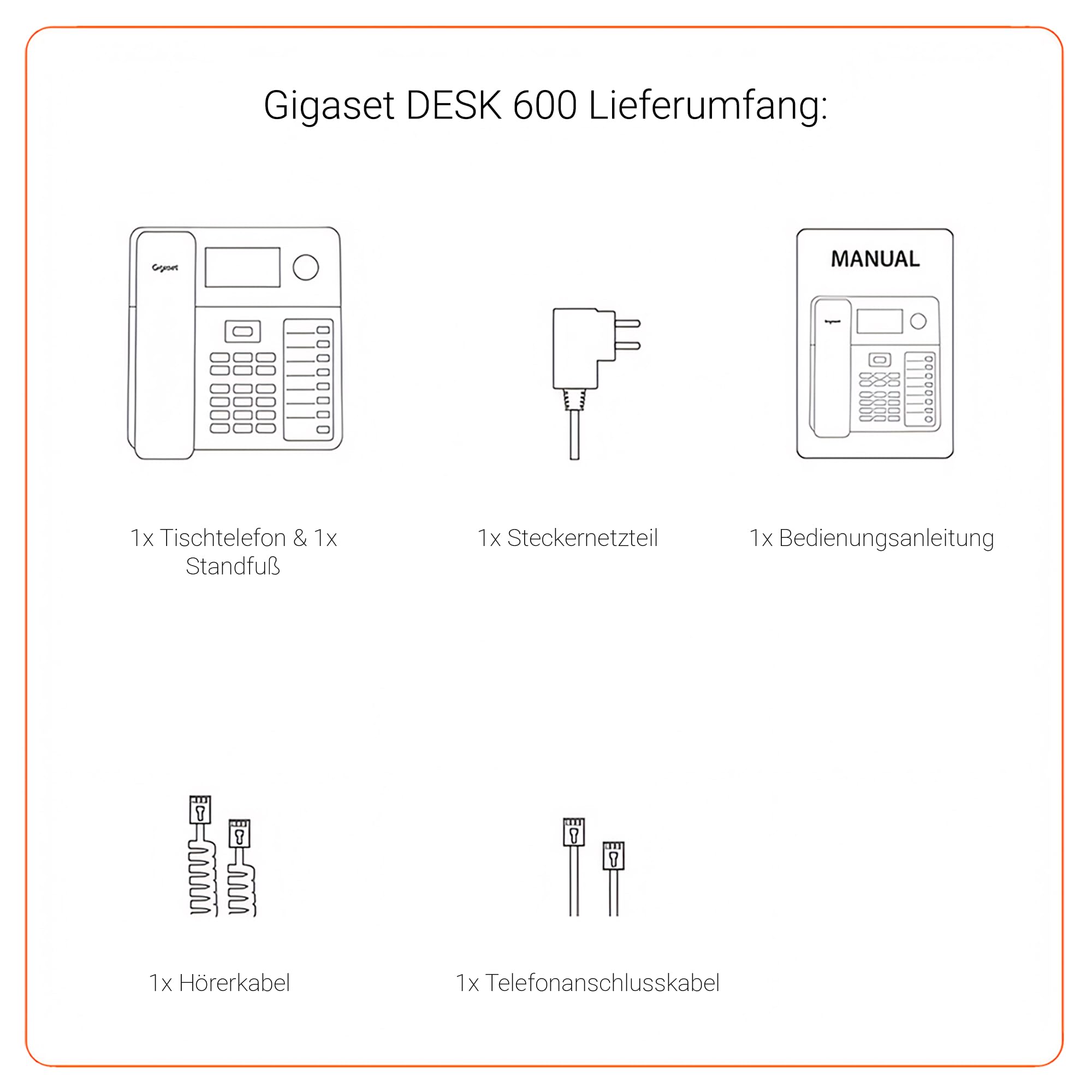 Gigaset Desk 600 - Schnurgebundenes Telefon mit 7 doppelbelegbare Direktwahltasten - Großes LCD-Display - 5 Wege Navigationstaste- Freisprechfunktion - MFV- oder Impulswahl, schwarz [Deutsche Version]