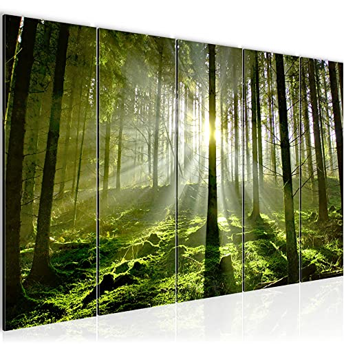 Runa Art Cuadro XXL Bosque paisaje 200 x 80 cm Verde 5 Piezas - Made in Germany - 602955a