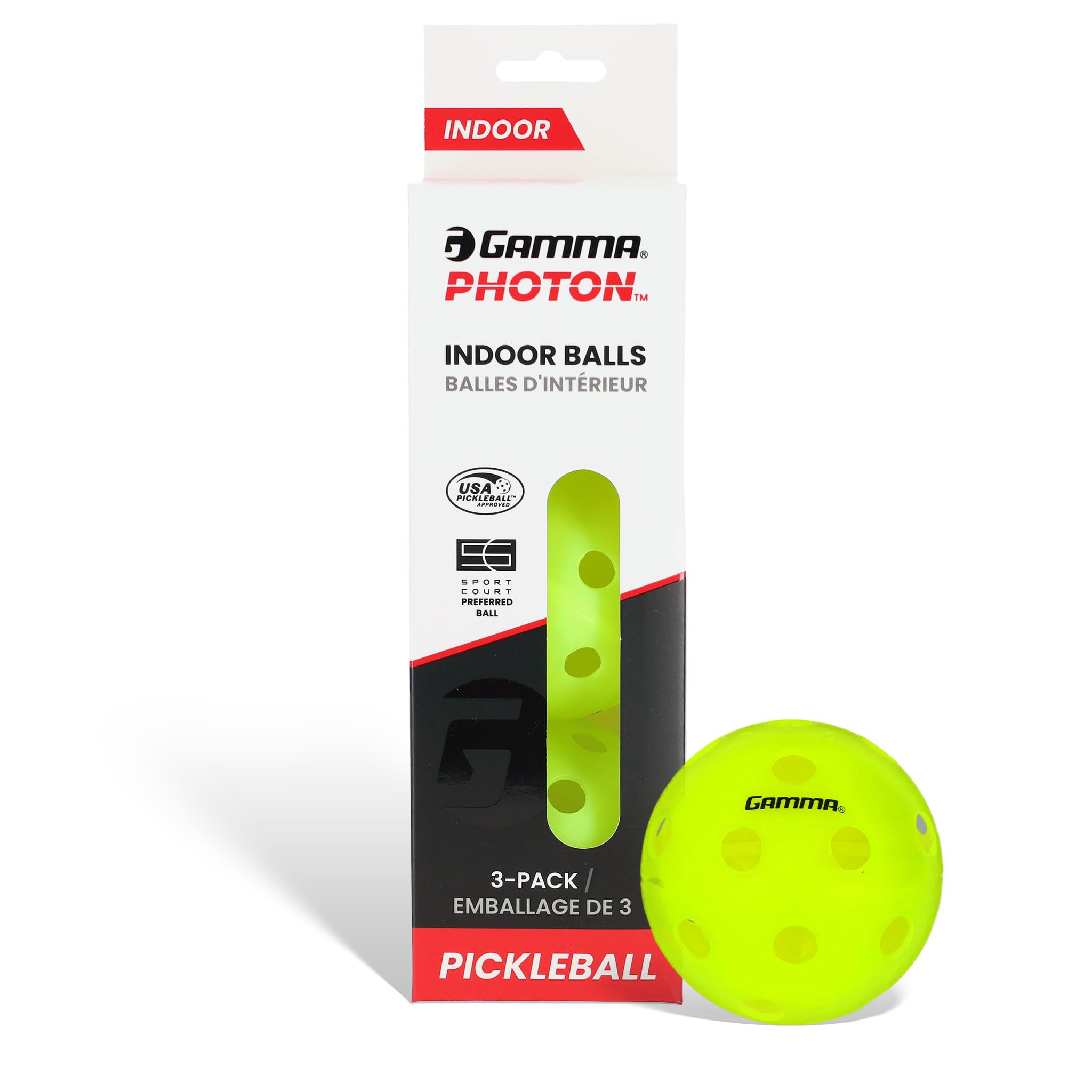 GAMMA Photon Indoor Pickleballs, 26 Holes for Precise Indoor Flight, USAPA Approved Pickle Ball for Tournament Play, High Visibility, Durable, Consistent Bounce