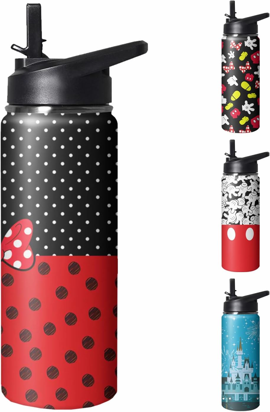 Cute Cartoon Tumbler with Top Handle and Straw Lid Gift for Boys Girls Water Bottle Travel Kettle Cup for Car Cold and Hot Stainless Steel Double Wall Insulated Mug (bow tie, 18oz)