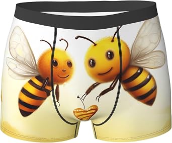 Bee Love Honey Mens Underwear Boxer Briefs Moisture Wicking & Breathable, Tag-Free Trunks Boxer Shorts