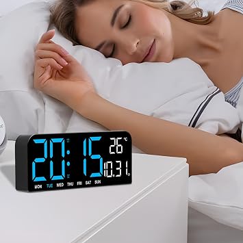 Digital Clocks for Bedrooms Wall Alarm Adjustable Brightness Room Decor