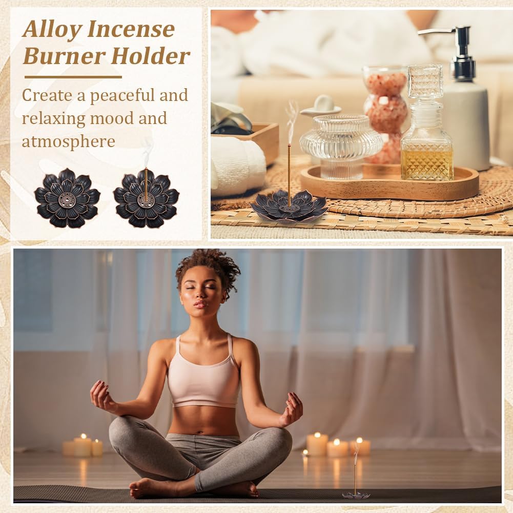 60Pcs Incense Holder, Incense Burner Cone Burner Ash Catcher Lotus Incense Stick Holder Vintage Flower Shaped Multihole Holders for Home Fragrance Decor Sauna Yoga SPA Bedroom Christmas