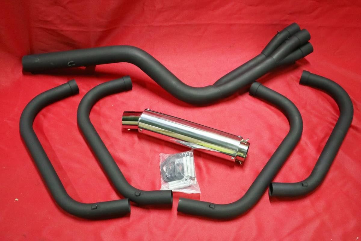 マフラー 黒/4-2-1ガニマタ XJR400 中古 XJR400 6分割 マフラー 黒/4-2-1ガニマタXJR400前期4HMフルエキ