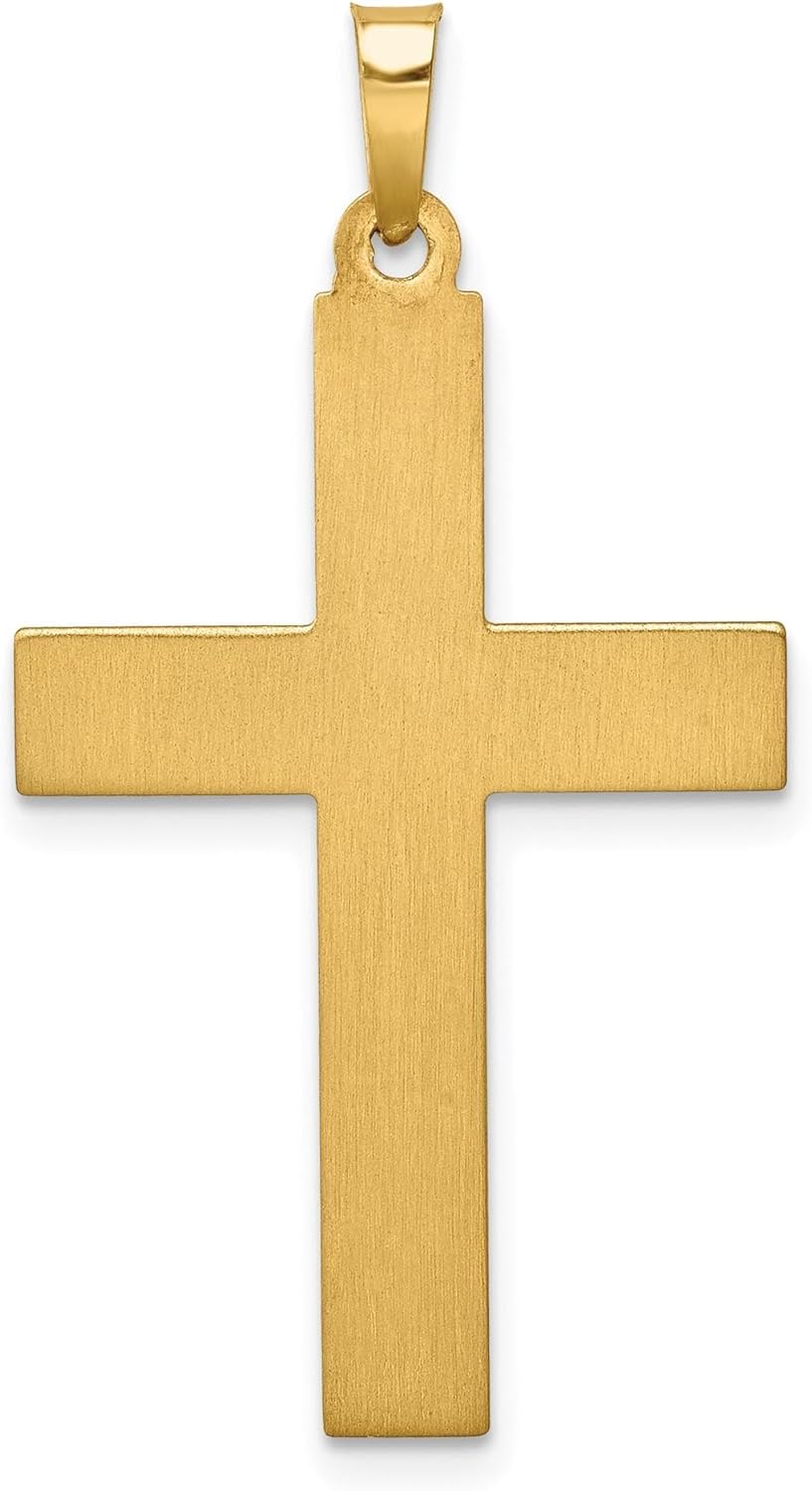 14k Two-Tone Real Gold Latin Crucifix Pendant Necklace with Sculpted Jesus Figure and INRI Cross Design for Men and Women Polished Textured Gold Cross Catholic Religious Jewelry Faith Symbol - Image 4