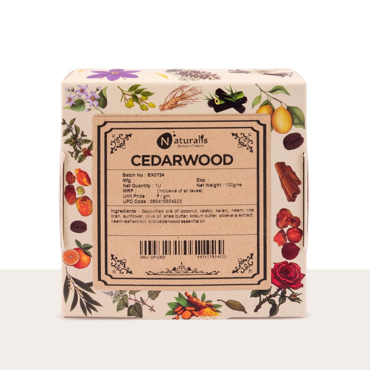 Cedar Soap – Organic Handmade Cold-Pressed Soap Infused with Cedarwood Essential Oils – Natural, Luxury Soap for Deep Skin Nourishment, Moisturizing and Refreshing, 100g