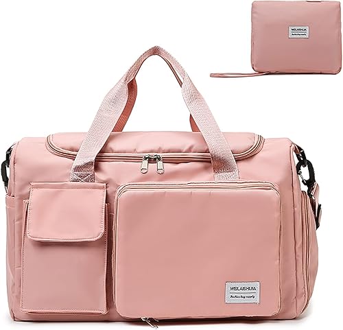 Bolsa de viaje plegable con bolsillo seco y húmedo y compartimento para zapatosbolsa de gimnasio deportiva bolsa de viaje de equipaje a cuadros para