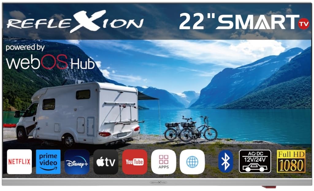 Reflexion LED22iBT Smart TV 22 Inch – Full HD Met Soundbar – WLAN, Bluetooth, HDMI, USB, CI+ – 12V Adapter – Voor Camper, Caravan, Boot En Keuken