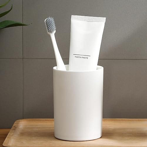 Bathroom Tumbler 10.5oz Reusable Unbreakable Toothbrush Cup 300ml - Mouthwash Plastic Easy to Clean Toothbrush Holder - Adequate for Your Bathroom (PP 1PC, White) - PP 1PC - White
