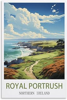 CXHNOGX Royal Portrush Northern Ireland Vintage Travel Posters Golf Wall Art Picture Print Canvas Art Poster Modern Family Bedroom Decor Posters 16x24inch(40x60cm)