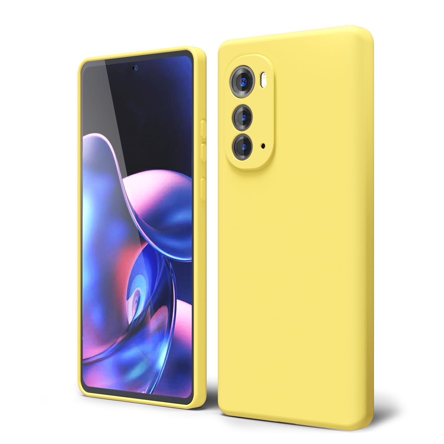 oakxco for Motorola Edge 2022 Phone Case Liquid Silicone Grip, Fluorescent Bright Solid Color, Cute Thin Slim Soft Rubber TPU Plain Smooth Gel Matte Protective Cover for Women Girl, Lime Neon Yellow