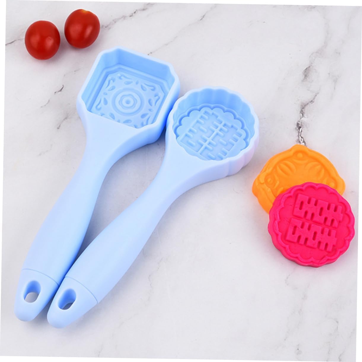 5pcs Moon Cake Mold Press, PP Hand Press Tool for Mung Bean Pastries