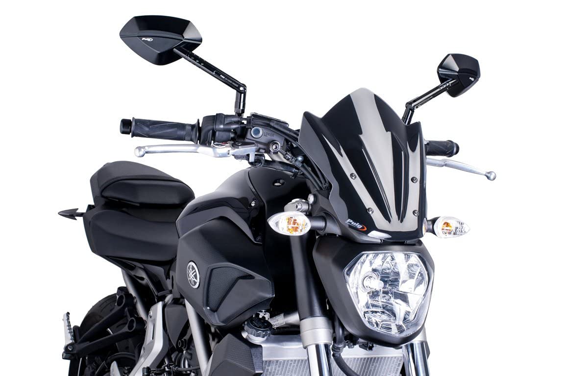 Puig 7015N Naked New Generation Sport sportlich und aerodynamisch aus 3 mm Acryl mit erhöhter Bauform zur Verbesserung des Schutzes bei gleichzeitig optimaler Sicht, Schwarz
