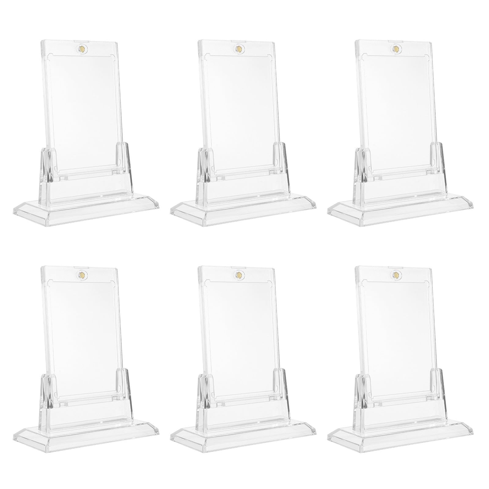 OUNONA Soporte para tarjetas coleccionables de 6 piezas: soporte magnético transparente para tarjetas de 35 pt con fundas protectoras rígidas y base independiente, para deportes y juegos.
