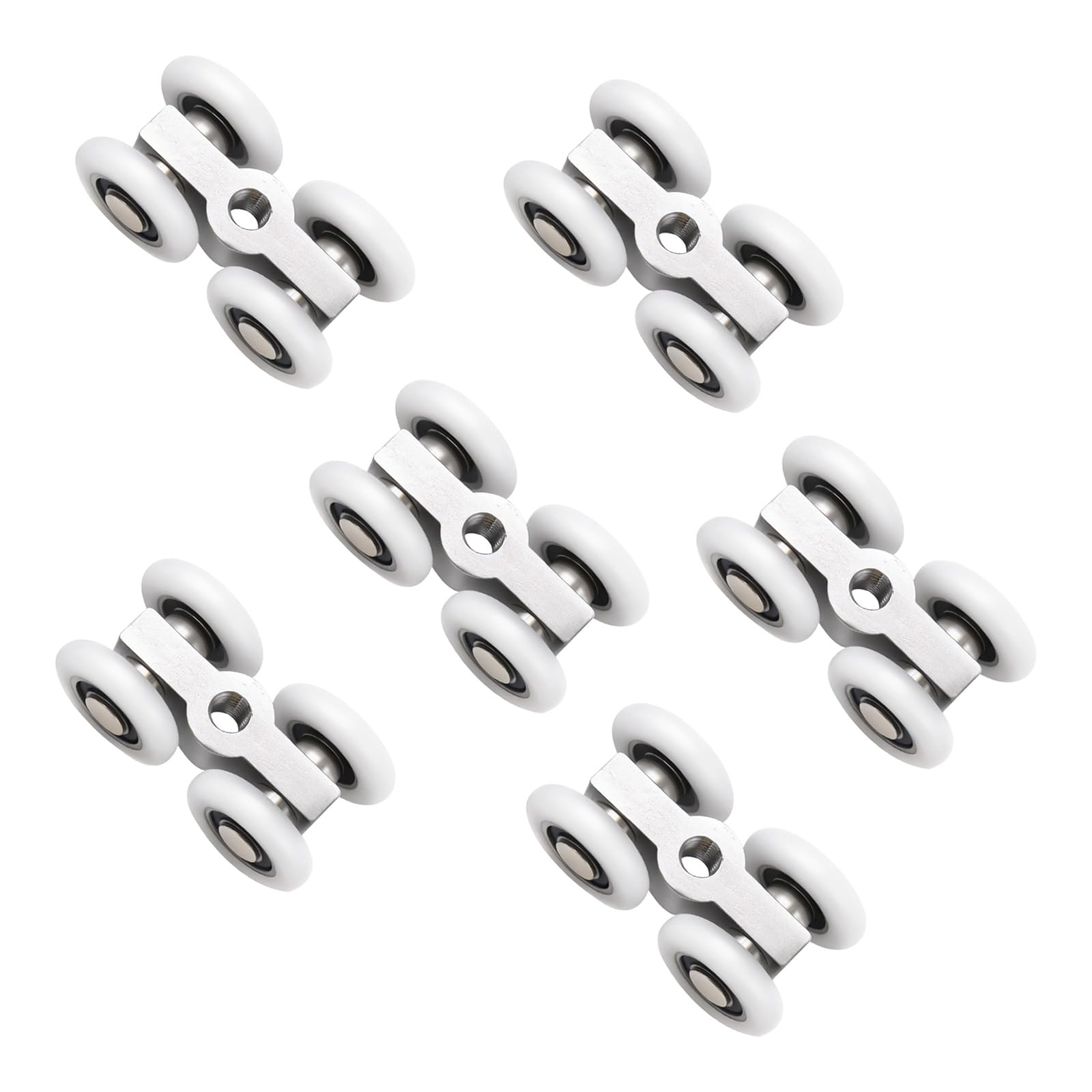 Ruedas para puertas correderas M6 de 20 mm con 4 ruedas y diseño silencioso
