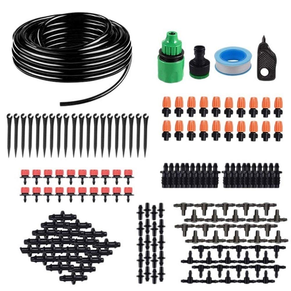 Equipos de riego automático Kits de Herramientas de riego Sistema de riego automático por Goteo 15M Manguera de jardín Planta de riego por Goteo de reparación con goteros Ajustables