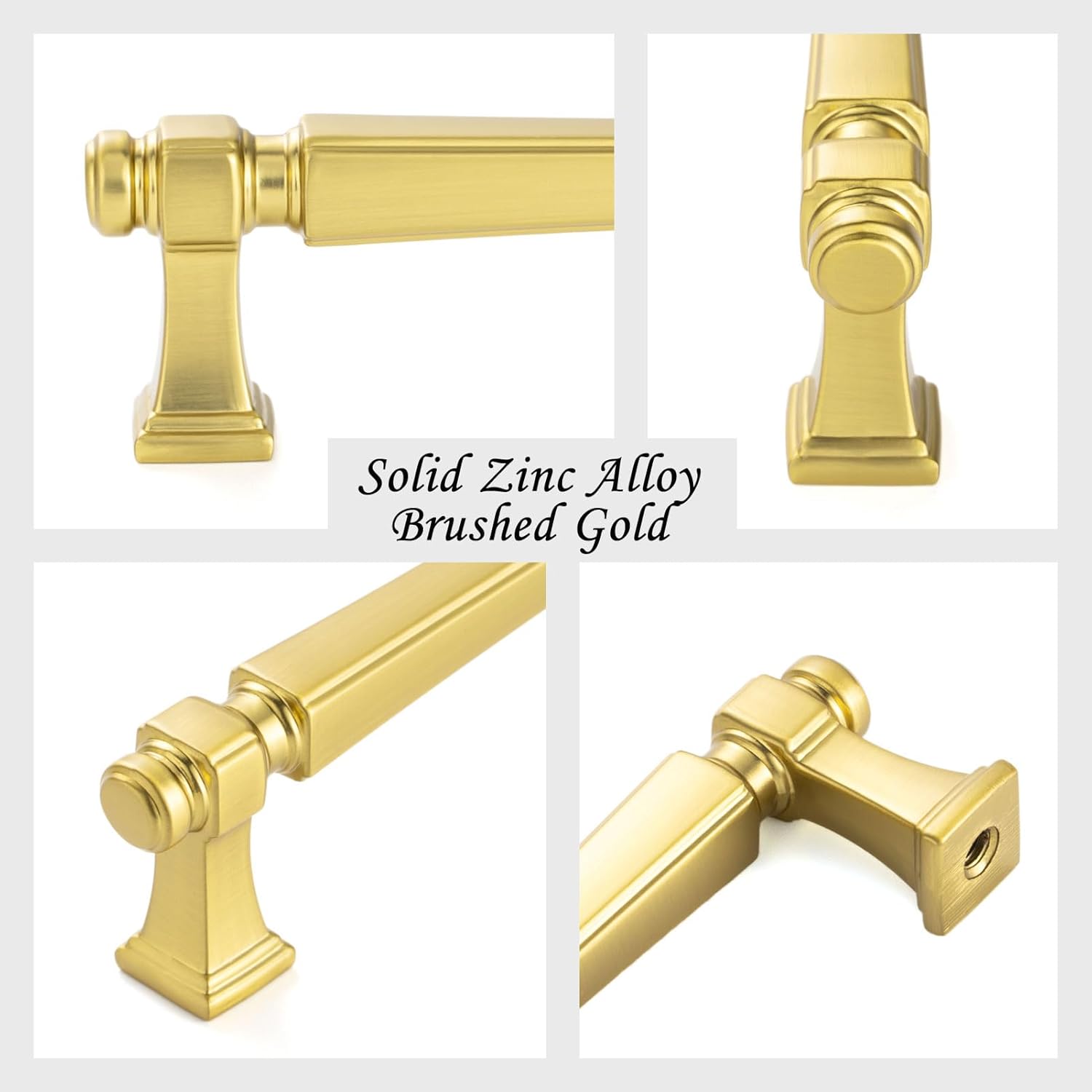 10 Pack 6-1/4 Inch Hole Centers, Brushed Gold Cabinet Pulls Gold Cabinet Handles Gold Kitchen Hardware for Cabinets 2501 Drawers Bedroom Dresser Bathroom Vanity Cupboard Closet