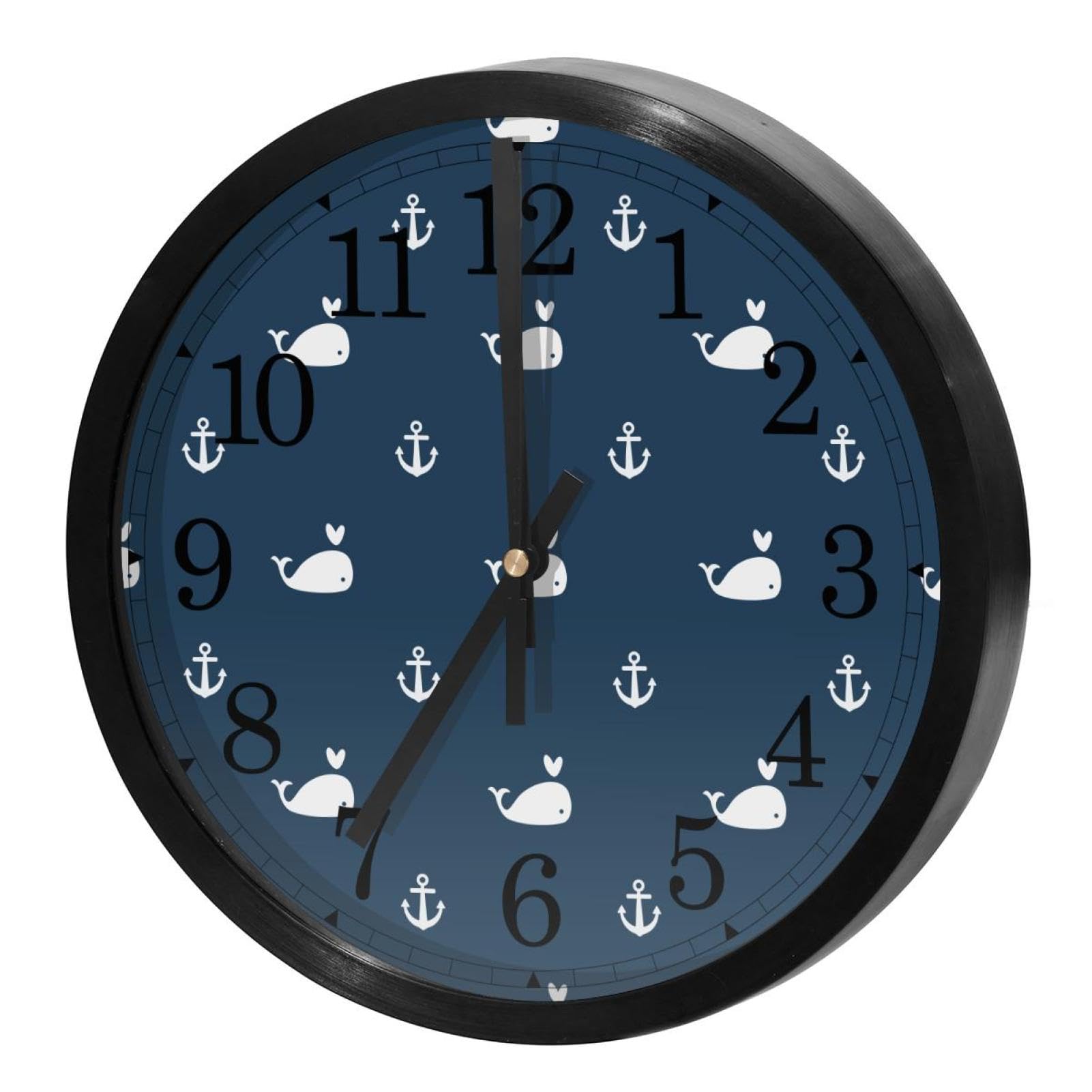 Horloge murale silencieuse baleines et ancre en quartz de 30 cm