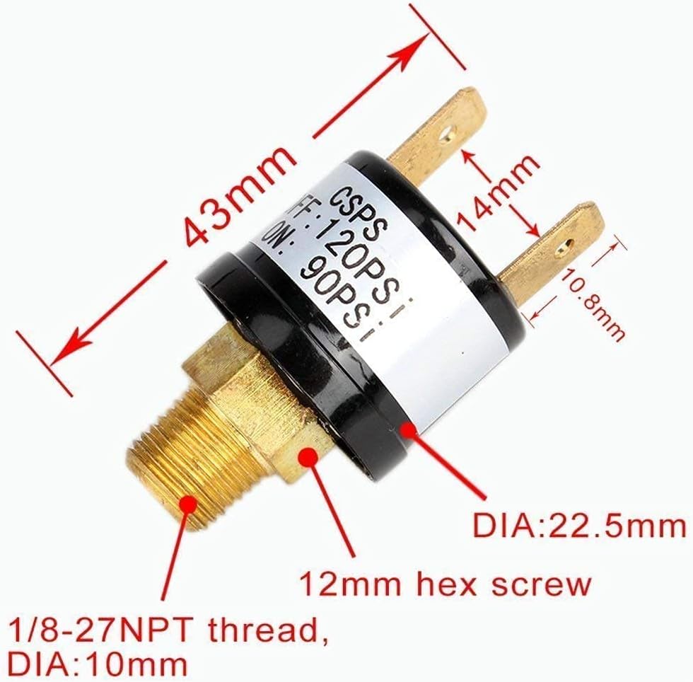 90 PSI -120 PSI Air Compressor Pressure Control Switch Valve Heavy Duty for Air compressor Piston Machine