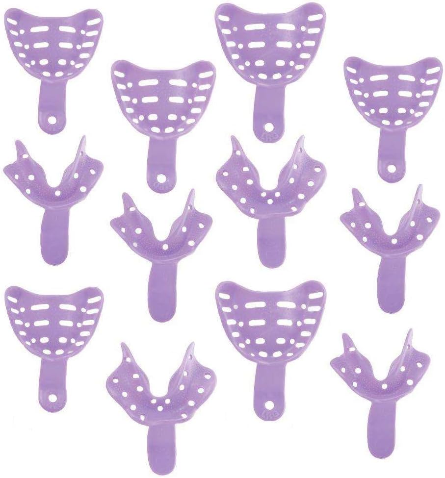 Keystone Edentulous Dental Impression Trays 12/Bg Disposable Excellent Trays (Assorted-1of Each Size) Purple