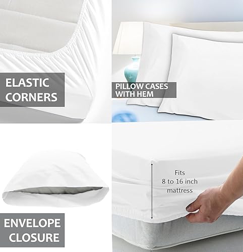 Miniatura 3 de TWILLS AND THREADS Juego de sábanas Queen White Cotton Blend