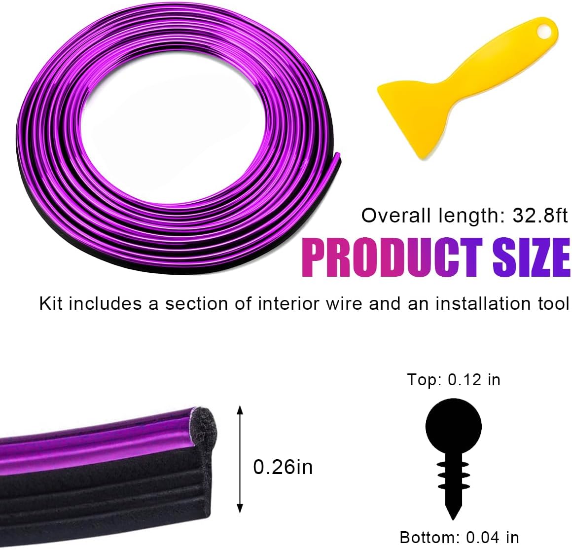 Yourkar Car Interior Trim Strips, 32.8ft Auto Decoration Styling Door Dashboard, DIY Vehicle Interior Filler Insert Flexible Strip with Installing Tool, Univeral Car Accessories (Purple) image 2