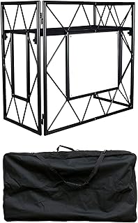 Audiosavings Pro Event TBL 2 MB Foldable Metal DJ Booth Facade Table with Carry Bag - Black, 27"W x 51"L x 8"H