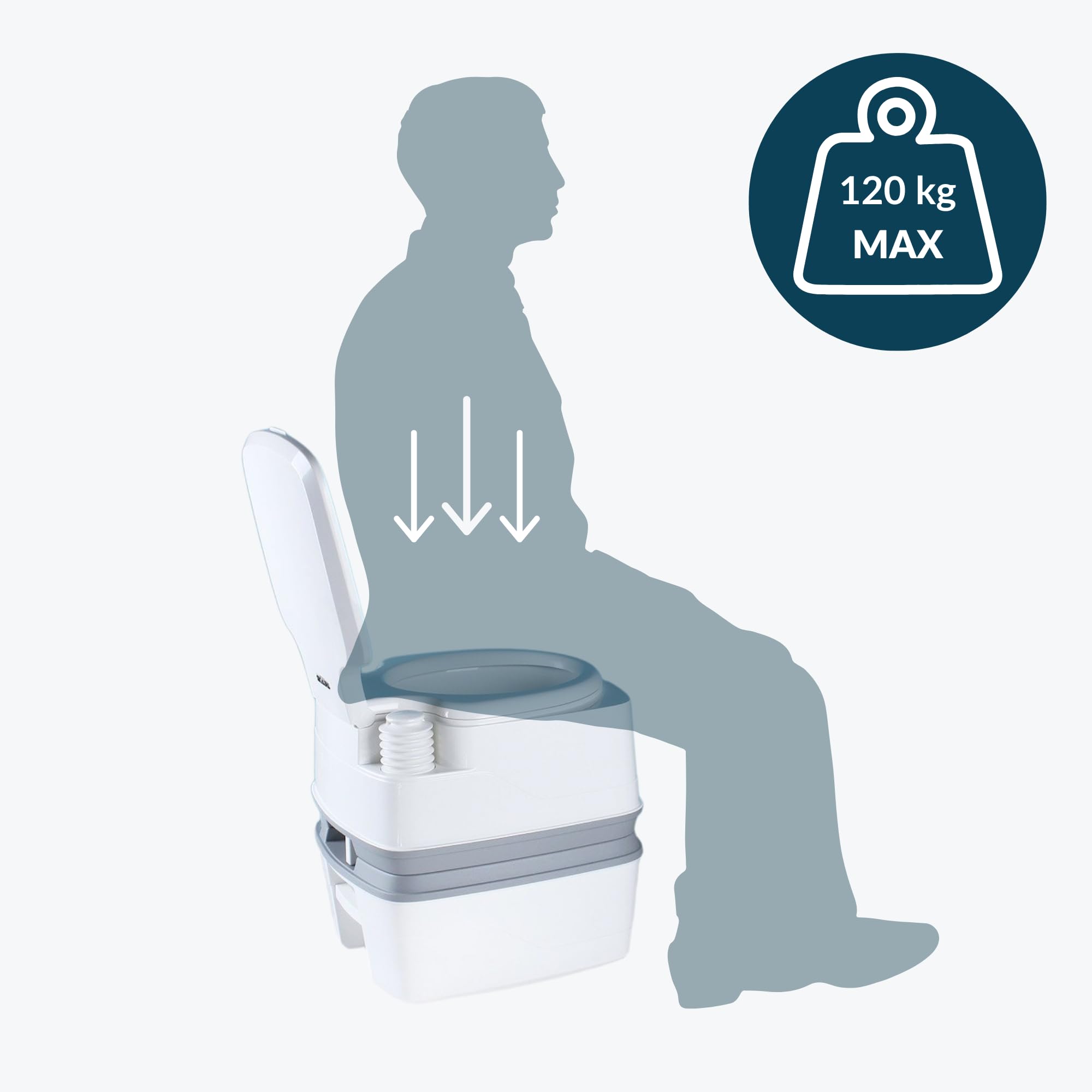 Thetford Porta Potti Qube MT Campingtoilette 12L, Mobile Chemietoilette, Portable Toilette für Camping & Travel, kompakte Reisetoilette, Weiß