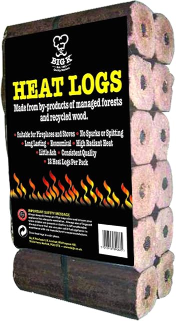 Big K Compressed Saw Dust Heat Logs, Pack Of 12-14 100% Natural Heat Logs