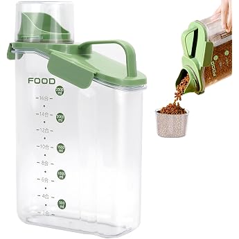 Mumjooyi Dog Food Storage Container 3 L Pet Food Container with Measuring Cup Kitchen Organiser Storage Box Waterproof for Dry Food Rice Flour Cereals Detergent