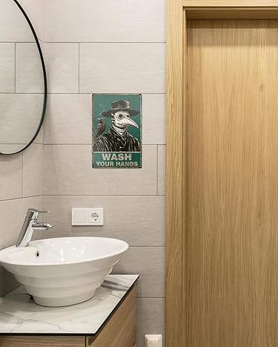 Miniatura 2 de ALKB Decoración gótica de Halloween para baño, letrero de "Wash Your Hands" (8 x 12 pulgadas)