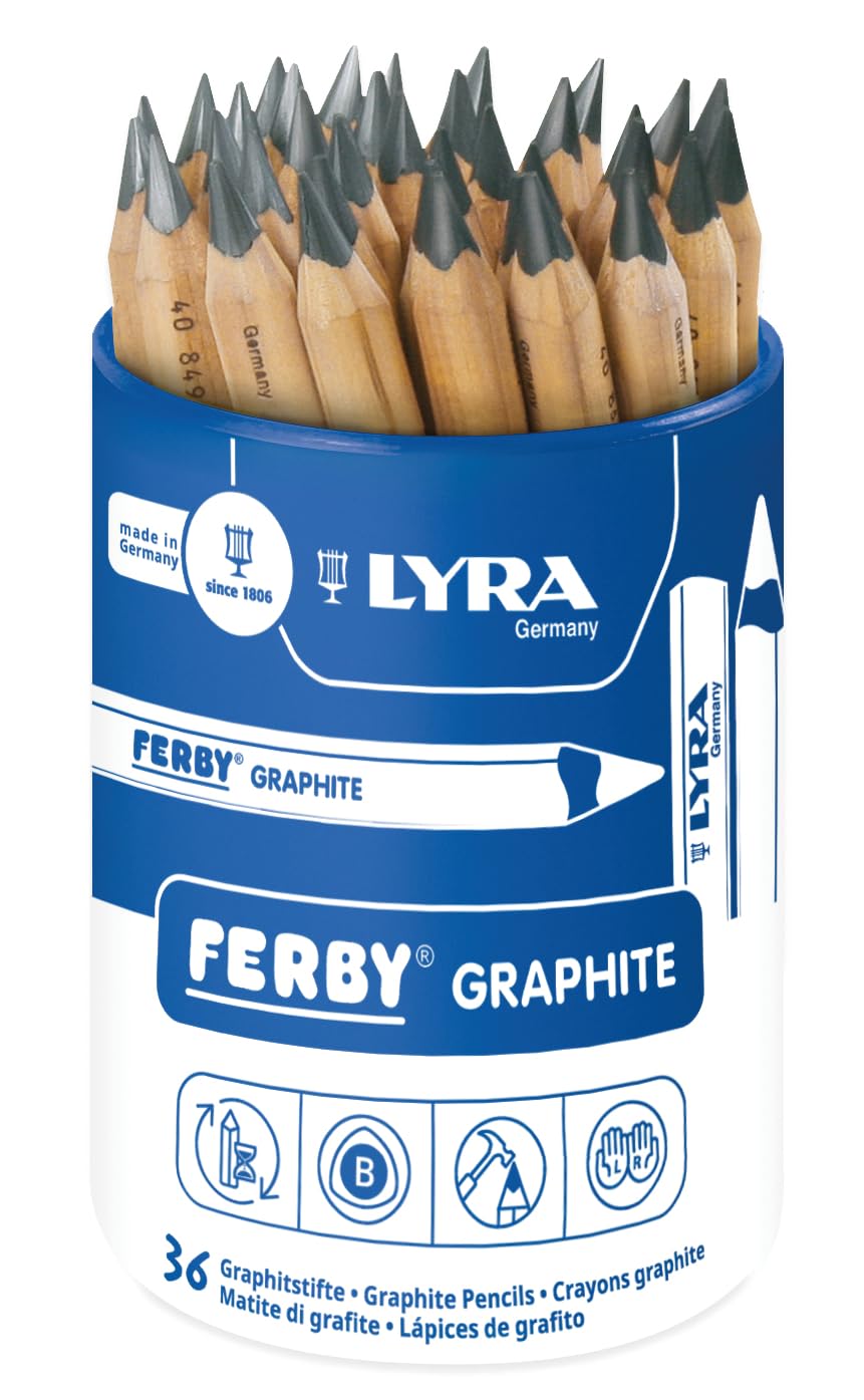 LYRA Ferby Wooden Chunky Graphite Pencils, 36 Pieces, Easy To Hold, For Children & Schools