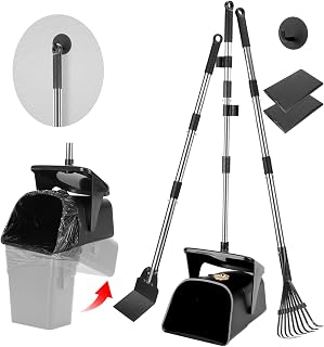 YGNNXRN 3-in-1 Pooper Scooper with 39.3" Swivel Bin, Rake, Spade & 20 Thick Bags - Long Handle Metal Dog Waste Picker for Grass, Gravel, Yard
