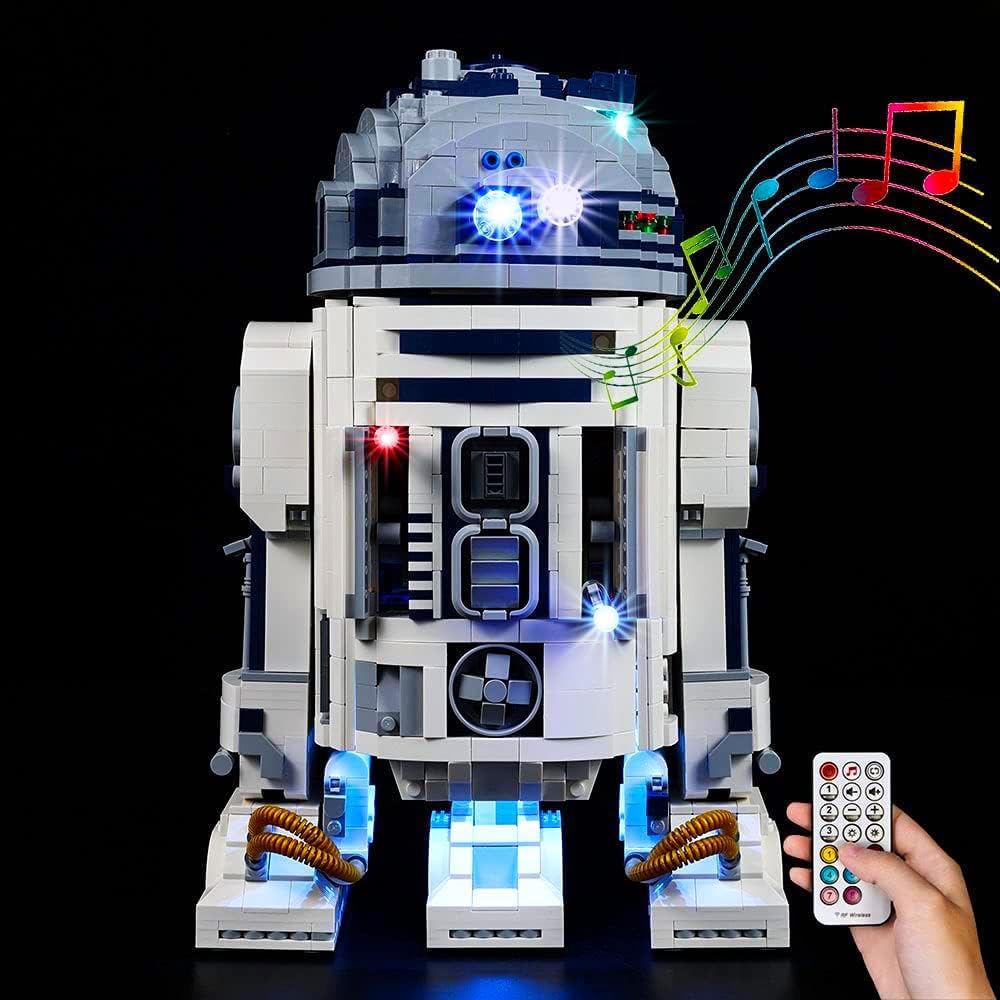 Kyglaring LED Light Kit Compatible with Lego R2-D2 75308 Building Set, Upgraded Lighting Accessories for Star Wars R2 D2 Building Blocks, Lights Only (Model Not Included), RC Sound Version