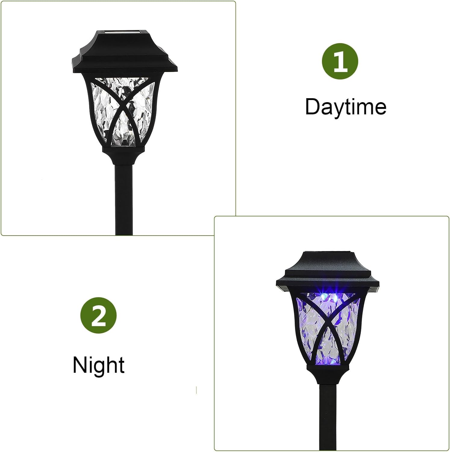 Cabilock 4pcs Solar Lawn Lights LED Landscape Path Lights Waterproof Outdoor Yard Patio Solar Lighting Set with RGB and Blue for Garden Walkway