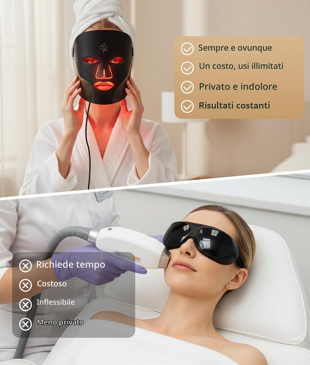 Maschera per terapia a luce rossa - Maschera per il viso a LED con 5 modalità di controllo a LED rosso e blu, telecomando, 4000 mAh, borsa portaoggetti, fascia per la testa, cuscinetti per gli occhi