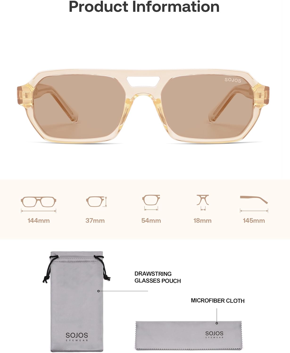 SOJOS Trendy TR90 Polarized Aviator Sunglasses for Women Men,Retro Rectangle Shades Sun Glasses SJ2683