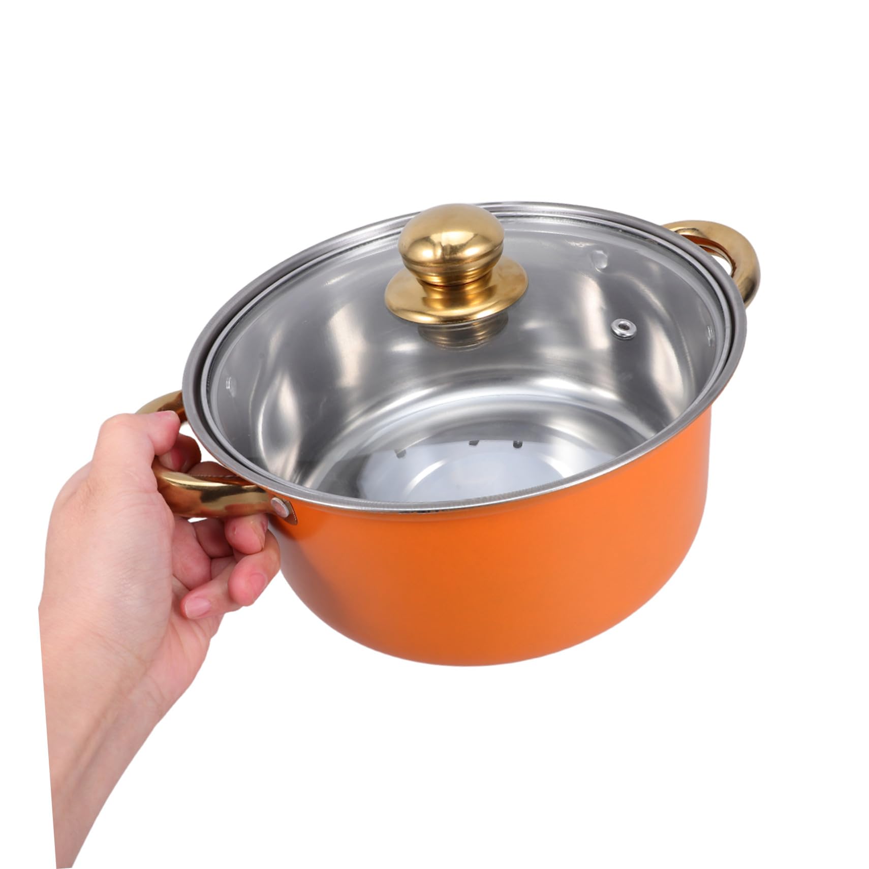 Cabilock Utensilios de Cocina Ollas y Sartenes Antiadherentes Juego de 5 de Acero Inoxidable y Asas Resistentes al Calor con Base Gruesa para Cocina Diaria y Estufas