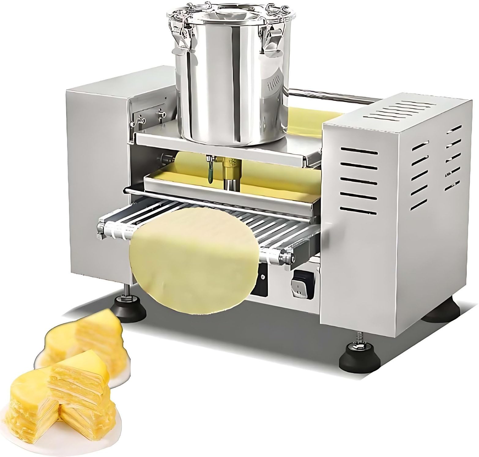 Máquina automática para Hacer Crepes de Uso Comercial, con Grosor y diámetro Ajustables para la elaboración de Pasteles Profesionales.
