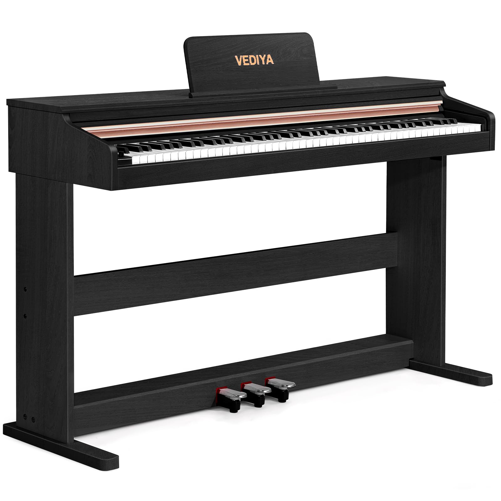 88 Key Semi-Weighted Keyboard Piano - Full Size Upright Digital Piano Keyboard for Beginners - Electric Piano with Triple Pedal Supports USB-MIDI (Black)