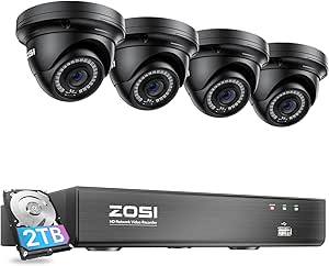 ZOSI 1080p H.265+ PoE Home Security Camera System Outdoor Indoor,8CH 5MP PoE NVR Recorder and (8) 1080p Surveillance Bullet IP Cameras with 120ft Long Night Vision ( No Hard Drive Included) asin的图片