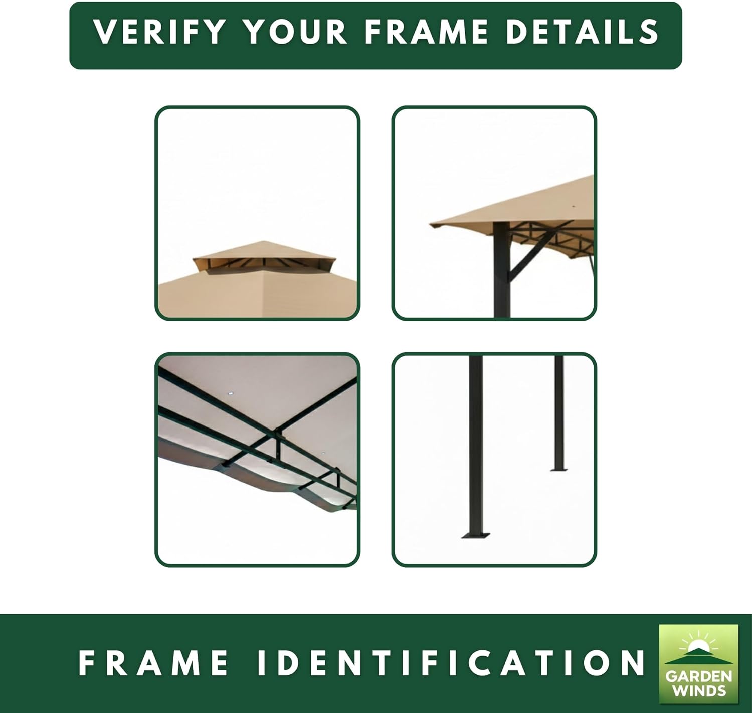 Garden Winds Reinforced Replacement Canopy Top Cover Compatible with The S05376 Square 14' x 14' Gazebo - Classic Sand, RipLock 350