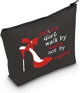 JXGZSO Walk By Faith Not By Sight Cosmetic Bag Gift Sorority Gift (Walk By Black Bag)
