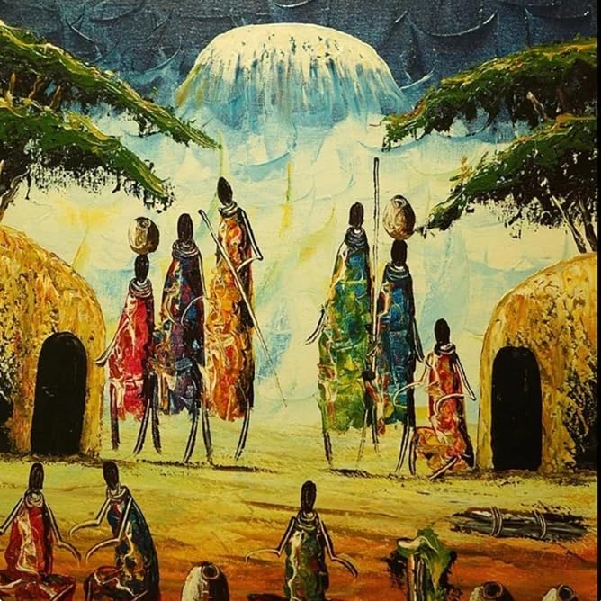 Papier peint 3D style africain : solution murale 300x210cm salon et TV