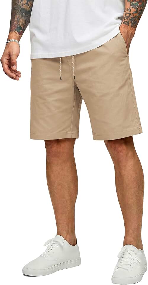 COOFANDY Men's 9" Chino Drawstring Shorts