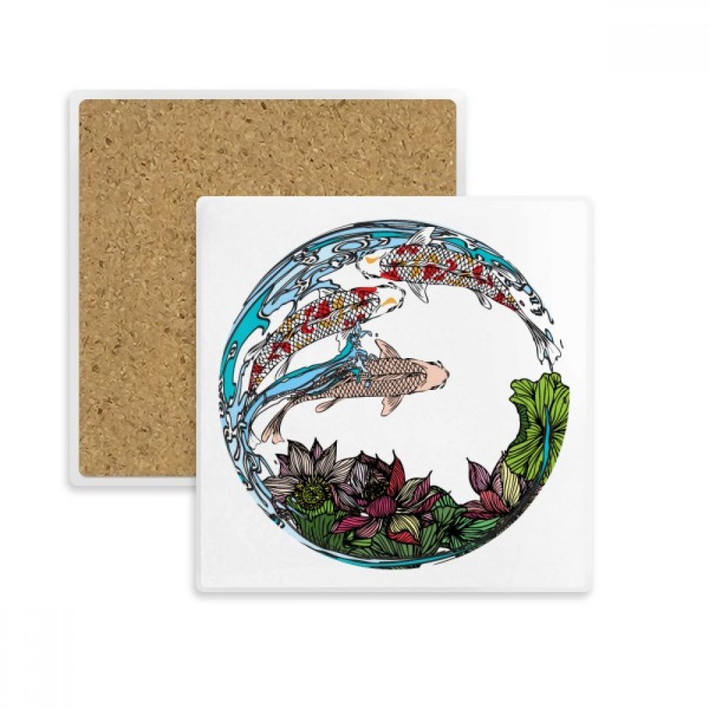 Coaster Tasse Cadeau Absorbent de Boisson Motif Lotus