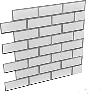 Vista 6 de Dundee Deco Panel de pared 3D de PVC de ladrillo sintético gris y blanco, 2 x 2 pies (23.6 in x 23.6 in), decoración de paneles de pared de diseño