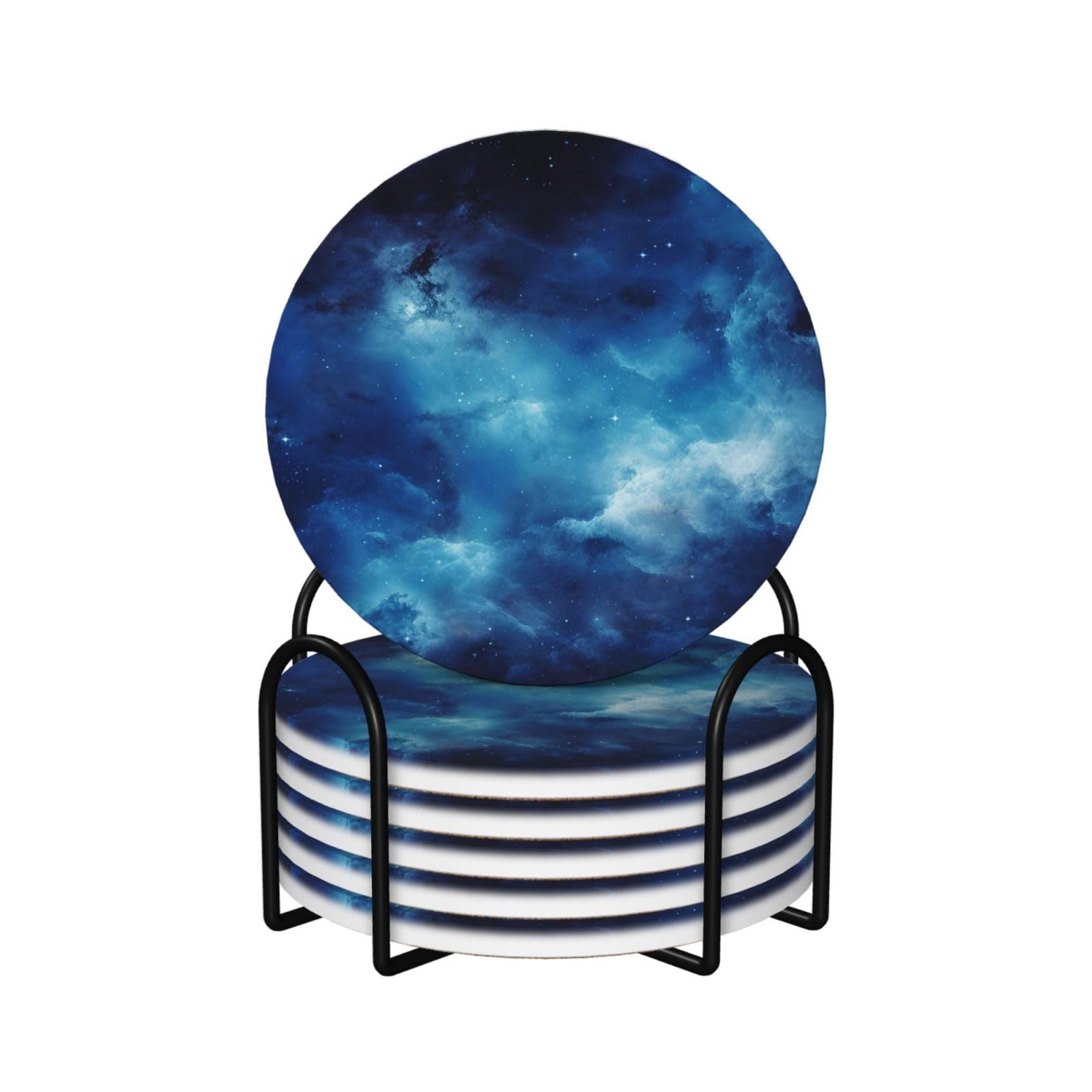 Dessous de verre absorbants en céramique pour table basse et cuisine - Lot de 6