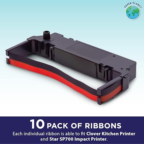 Miniatura 2 de Paper Planet - Cinta de repuesto de tinta roja y negra para impresora de cocina Clover (impresora de recibos de cocina Star SP700)  Compatible con